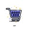 Icon of shopping cart for retail and consumerism concept. Flat filled outline style. Pixel perfect 64x64. Editable stroke