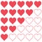 Icon sign rating of love and trust, outline and silhouette of hearts showing the level trust and love, vector rating