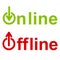 Icon sign service online offline, on, off, vector symbol of activity and passivity service giving services online