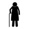 Icon silhouette elderly woman with walking stick