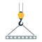 Icon of slab hanged on crane hook by rope slings