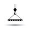 Icon of slab hanged on crane hook by rope slings