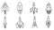 Icon Spacecraft rocket hand drawn vector set art illustration