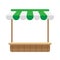 Icon storefront shop green awning roof, mini market store shop wooden with awnings, template symbol shop online, clip art flat