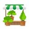 Icon storefront of trees shop for sale isolated on white, florist tree shop store in potted, symbol gardening shop cartoon,