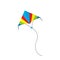 Icon striped kite in a flat style. Summer fun for kids and adults.