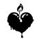 Icon, symbol for web. A beautiful burning heart-shaped candle melts beautifully on a white background. Vector