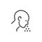 Icon on Symptoms Cold or Flu, Viral or Bacterial Disease and Allergy. Line Sign Sneezing Man Vector Pictogram in Outline