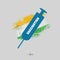 Icon syringe for vaccination  against the background of a flag of India. Coronavirus COVID-19 vaccine. Isolated on a gray