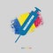 Icon syringe for vaccination, against the background of a flag of Romania. Coronavirus COVID-19 vaccine. Isolated on a gray