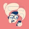 Icon of talking on the phone a man with a bubbles. Message, call, emoji, stiker illustration concept