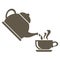 Icon for the tea ceremony. From the kettle boiling water is poured into the cup.