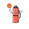 An icon of thermos bottle Scroll cartoon character playing basketball