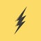 Icon thunderbolt symbol sign on yellow background