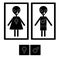 Icon for the toilet room with cute aliens and 2 icons with gender signs