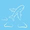 Icon of transparent airplane, cloud on blue background vector illustration.