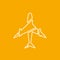 Icon of transparent airplane, plane on orange background vector illustration.