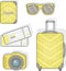 Icon travel passport sunglasses ticket camera suitcase
