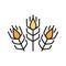 The icon of a trio of wheat spikelets. Production of bread and beer. Agricultural industry.