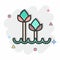 Icon Tulips 2. related to Flora symbol. Comic Style. simple illustration. plant. Oak. leaf. rose