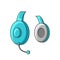 Icon turquoise headphones with a microphone. Vector illustration on white background