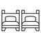 Icon of two isolated beds. Vector symbol