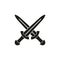 Icon of two swords. Battle badge. Simple vector illustration on a white background