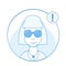 Icon of the user of social networks who sent a message hello.