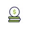 icon vector concept of stacks of dollar coins for savings and banking or accumulating wealth