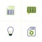 Icon vector of financial documents with tables, comments or feedback corrections for worksheets, ideas and lights, documents with