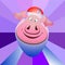 Icon. Vector, linear drawing. Piglet in a knitted hat with a beard - a symbol of the coming year 2019. Cartoon character - the pig