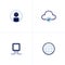 Icon vector of new user profile avatar, cloud approve secured and verified, chip framework and semiconductor, internet globe line