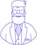 Icon vector portrait blue sign of elegant bearded hipster