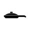 Icon vector, thin saucepan with a cap for cooking, black color isolated on a white background
