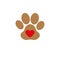 Icon for veterinarian, animal footprint with heart