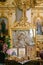 Icon of the Virgin and Child on a table in front of the altar in the church