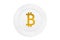 Icon of virtual electronic gold money of bitcoin served on white empty plate. Concept