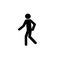 The icon of a walking figure, the silhouette of a moving person