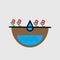 Icon of water drop, flowers and soil