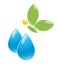 Icon of water drop with green butterfly