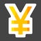 Icon of yen. Symbol of Japanese currency colored sticker. Laye