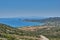 Iconic aerial view From the entrance of the cave of Antiparos island towards the aegean sea in Cyclades, Greece