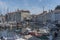 Iconic aerial view of harbor fishing town of Piran, Slovenia