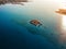 Iconic aerial view over the oldest submerged lost city of Pavlopetri in Laconia, Greece. About 5,000 years old Pavlipetri is the