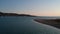 Iconic aerial view over Pounda beach at the famous Submerged ancient city of Pavlopetri in Laconia, Greece