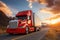 Iconic american truck hauling load on freeway, showcasing efficient highway transportation
