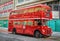 Iconic British double decker Routemaster red bus in London.