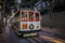 The iconic cable car decorated with a wreath for Christmas in San Francisco, USA