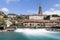 Iconic Cathedral in Bern, UNESCO, Switzerland in spring time with River Aare in foreground and silky water