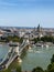 The iconic Chain Bridge in Budapest Hungary that carries traffic across the River Danube in the Baroque city of Budapest